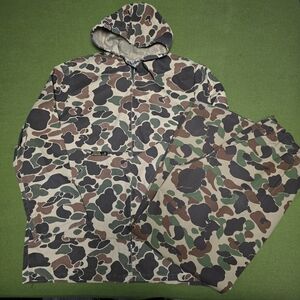 Vintage Golden Retiever Camouflage Hooded Jacket and Pants Set